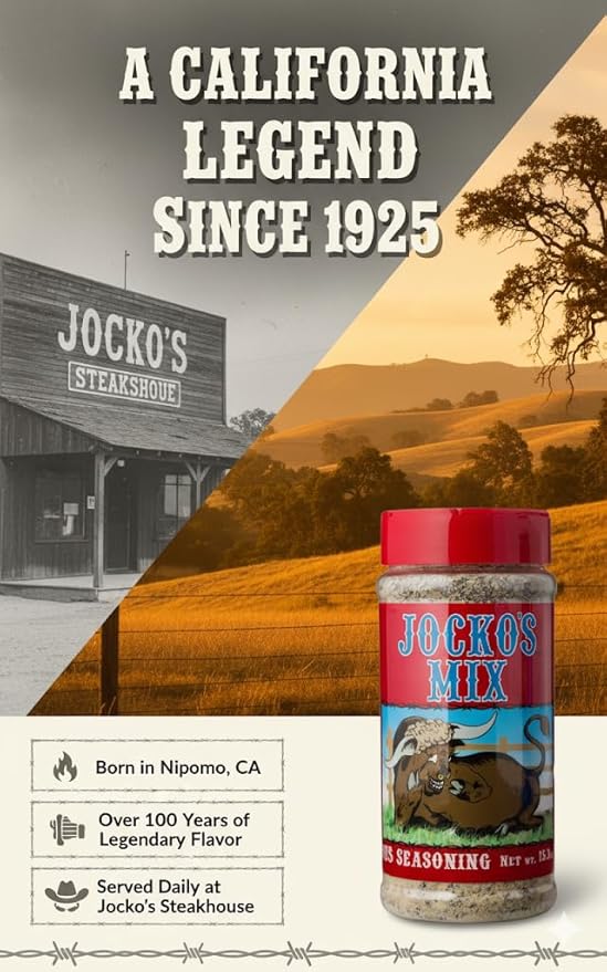 Jocko's Mix Santa Maria Style Seasoning - 15.3oz Bottle Of Tri-Tip Steak Pork and Chicken Seasoning - Santa Maria Grill - Jocko's Mix for Meat Seafood Stew &amp Vegetables