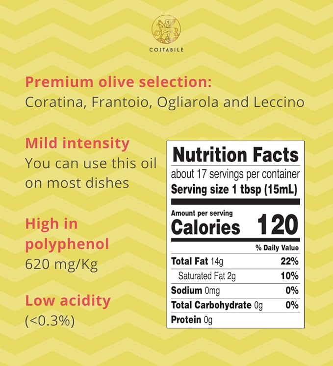 Basil infused &amp Lemon Infused Extra Virgin Olive Oil. All-natural olive oils. 100% Italian. COSTABILE