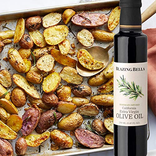 Blazing Bella Rosemary Infused Extra Virgin Olive Oil from California Smooth and Balanced Premium EVOO for Cooking Roasting Potatoes Chicken and Vegetables 250ml