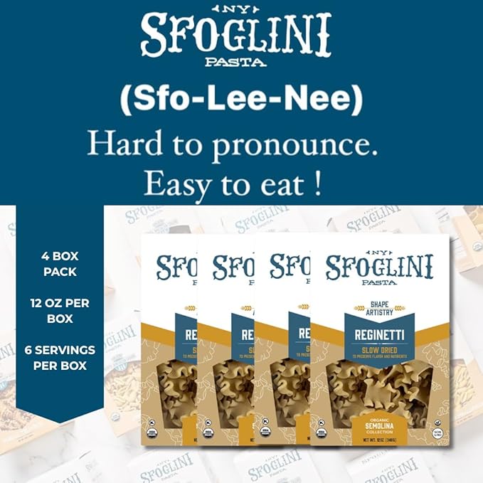 Sfoglini Organic Durum Semolina Reginetti Pasta (4-Pack 12oz Each)