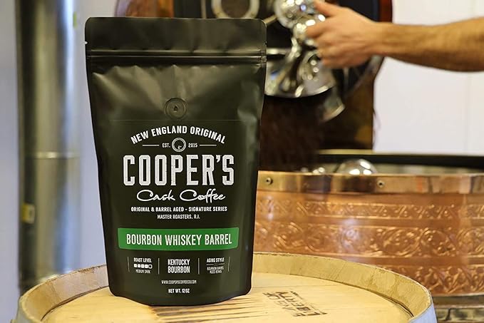 Bourbon Whiskey Barrel Aged Coffee - Ground Grade 1 Colombian Coffee Beans Aged in Kentucky Bourbon Whiskey Barrels - 2lb Bags