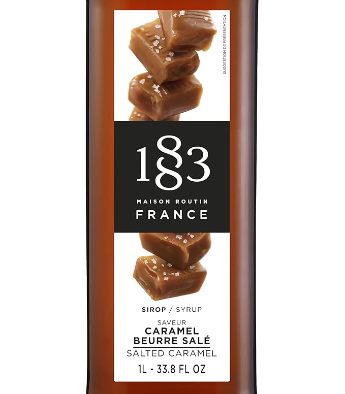 1883 Salted Caramel Syrup for Drinks Made in France 1 Liter Glass Bottle