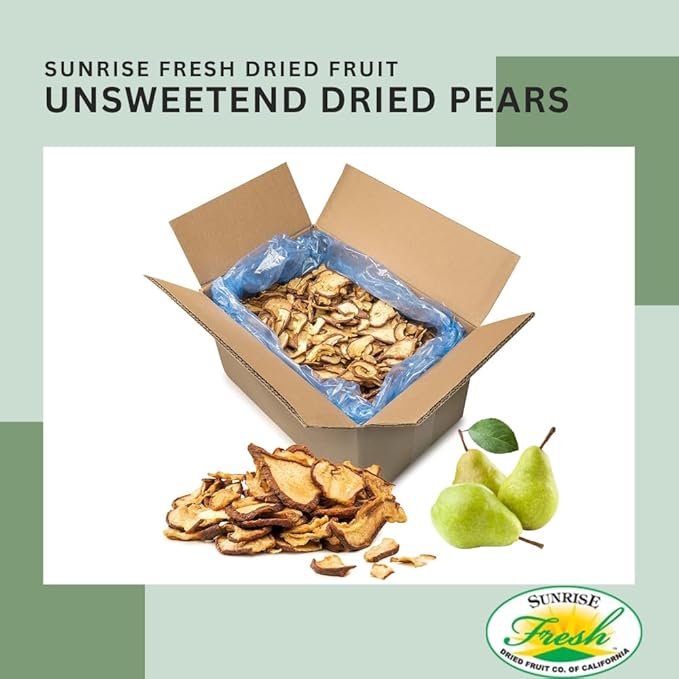Sunrise Fresh Dried Fruit – Dried California Pears - All-Natural Dehydrated Unsweetened No Added Sugar Bulk Box with Resealable Bag 5 lb. (Pear)