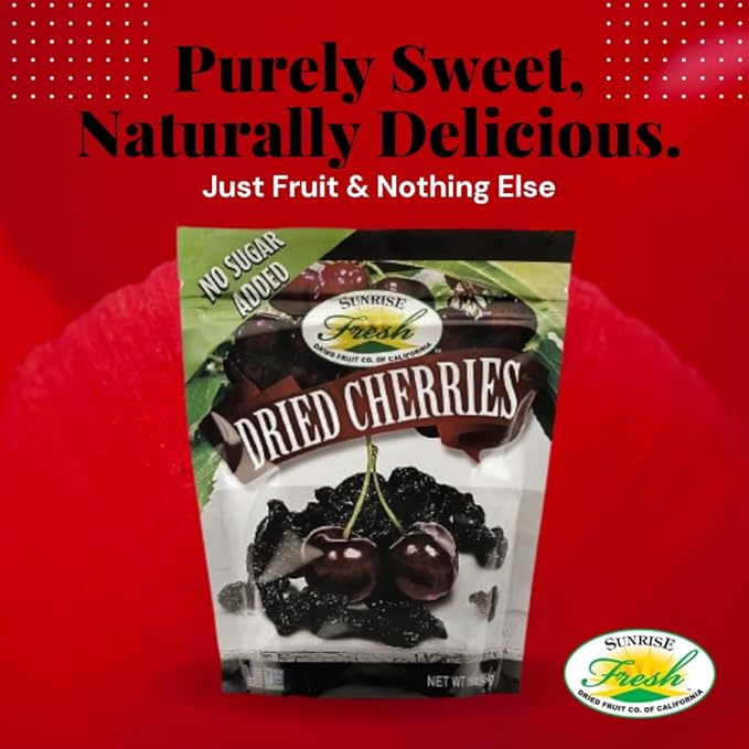 Sunrise Fresh Dried Fruit - Dried Dark Sweet Cherries - All-Natural Unsweetened No Added Sugar Resealable Snack 32oz Bag