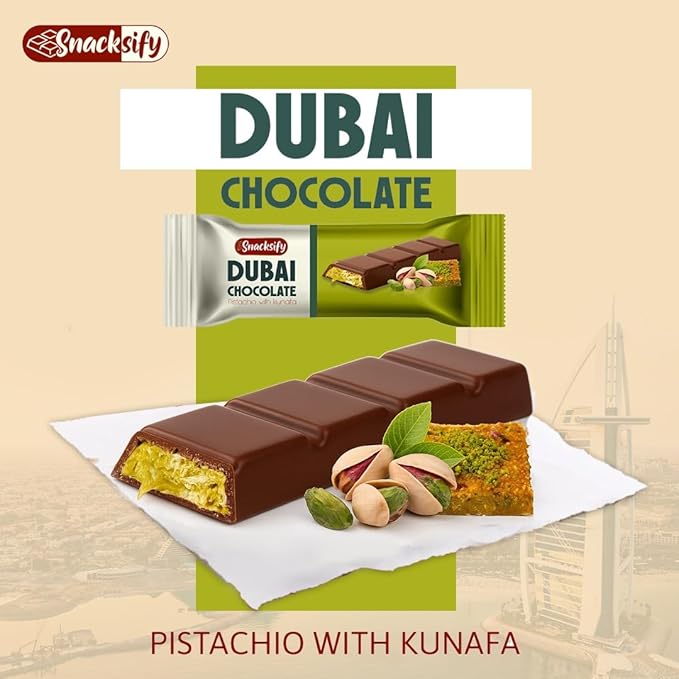 Mini Dubai Chocolate Bar Pistachio (Pack of 24) - Kunafa Pistachio Bars 27g Each 1.43 lbs Total – Perfect for Gifting Fresh Daily Production 24 Pieces with Shredded Phyllo Dough