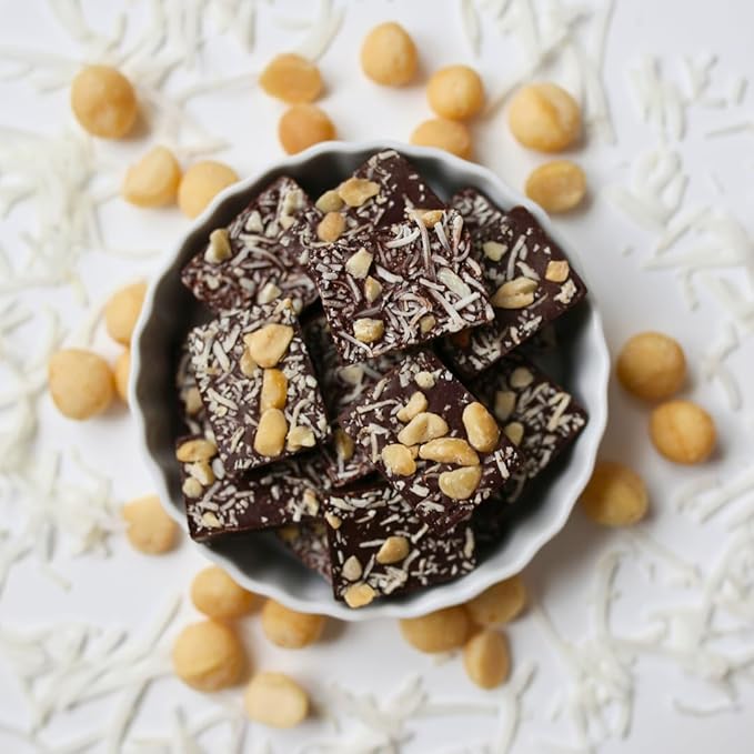 JOJO's Dark Chocolate Macadamia Coconut Healthy Snack Low Sugar Low Carb Gluten Free Non GMO Paleo &amp Keto Friendly Made with Plant Based Hemp Protein Vegan (4 Count)