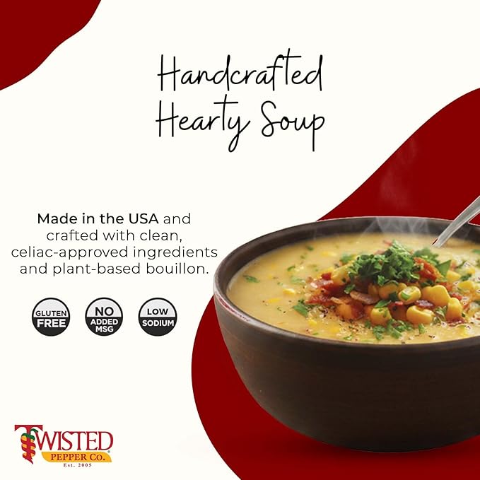 Twisted Pepper Co. Mexican Street Corn Chowder Soup Mix: Gluten-Free – Handcrafted Homestyle Soup – Savory Tangy &amp Slightly Spicy Elote Flavor Quick &amp Easy Comfort Meal Ready in 30 Minutes