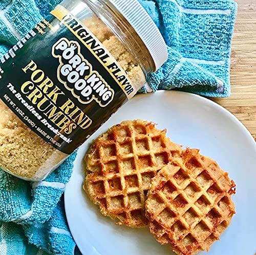 Pork King Good - Pork Rind Breadcrumbs - 2 Pack! Keto Friendly Paleo Gluten-Free Sugar Free Zero Carb Panko Substitute (Two 12 Oz Jars) (Original 2 Pack)