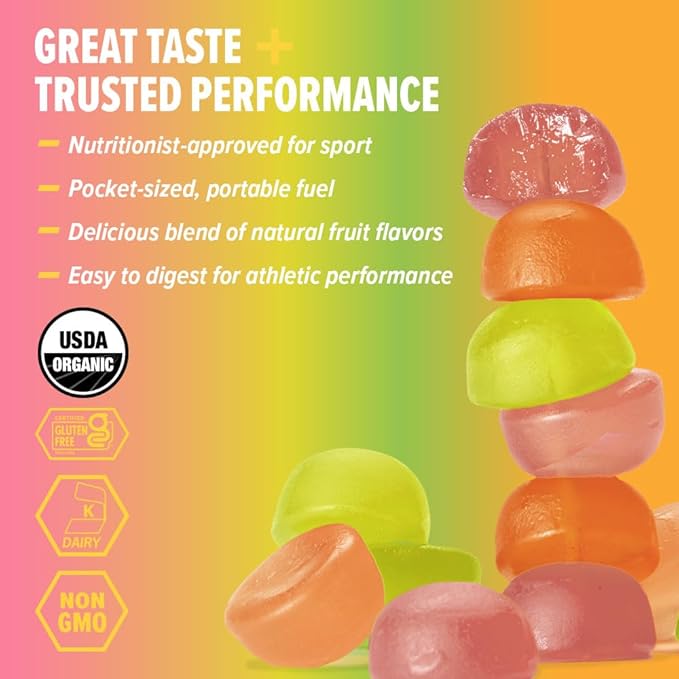 Honey Stinger Organic Citrus Splash Energy Chews Gluten Free &amp Caffeine Free for Exercise Running and Performance Sports Nutrition for Home &amp Gym Pre and Mid Workout 21.6 Ounces (Pack of
