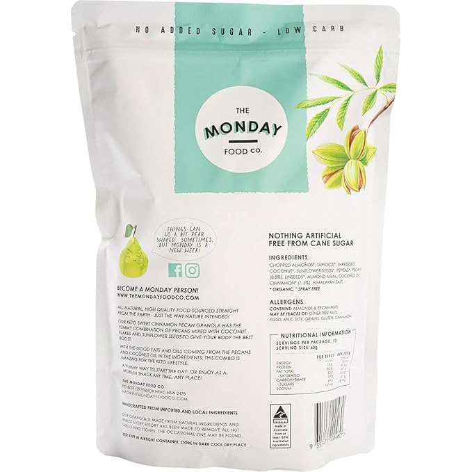 THE MONDAY FOOD CO Keto Gourmet Granola Sweet Cinnamon Pecan 800g