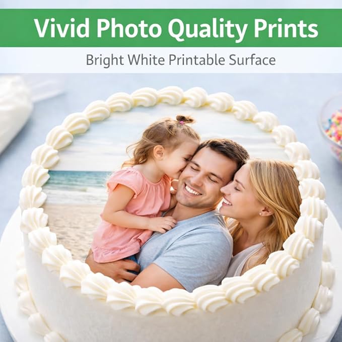 Oasis Supply Ultra Flexible Edible Icing Sheets – 25 Premium Frosting Sheets 8.5 x 11 Printable Edible Paper for Edible Ink Printers Cake Toppers Edible Images &amp Photo Cakes – Bright White Print