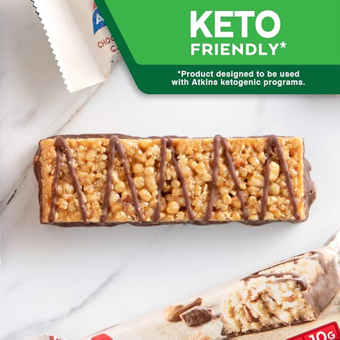 Atkins Chocolate Almond Caramel Protein Meal Bar High Fiber 15g Protein 1g Sugar 3g Net Carbs Meal Replacement Keto Friendly 8 Count