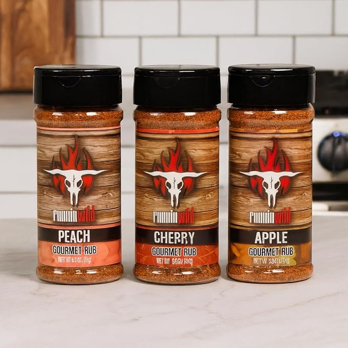 Sweet &amp Smoky BBQ Rub Gift Set for Grill Lovers – Fruit-Infused Peach Apple &amp Cherry Rubs + Award-Winning BBQ Seasonings | Ultimate Smoking &amp Grilling Set for Men Dads &amp Backyard Pit
