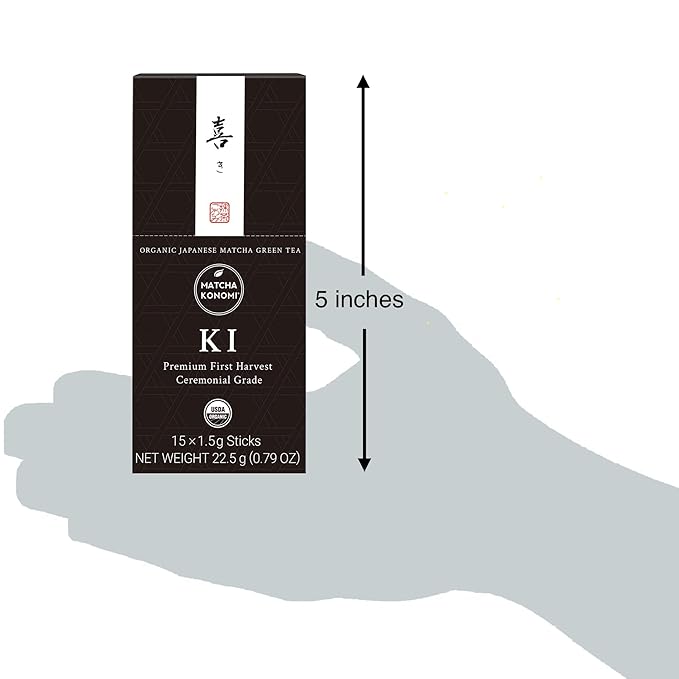 Ki Matcha (15 x 1.5g Sticks) - Organic Premium Ceremonial Japanese Matcha Green Tea Powder - First Harvest Radiation Free No Additives Zero Sugar - USDA Certified - Single Serve Packets