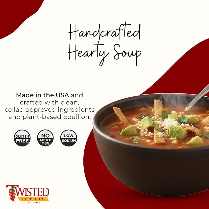 Twisted Pepper Co. Tortilla Soup Mix: Gluten-Free – Handcrafted Homestyle Soup – Bold Savory &amp Authentic Mexican Flavor Ready in 30 Minutes Serves 8 Add Chicken Cheese Corn &amp Tortilla Ch