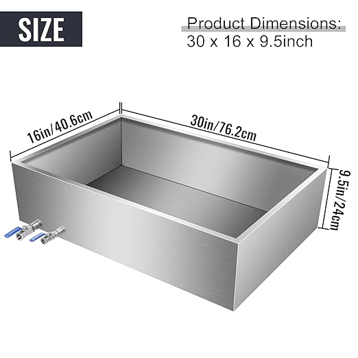 Maple Syrup Evaporator Pan Stainless Steel Maple Syrup Boiling Pan with Valve and Thermometer Sap Evaporator for Boiling Maple Syrup 16 x 30 x 9.5 Inch