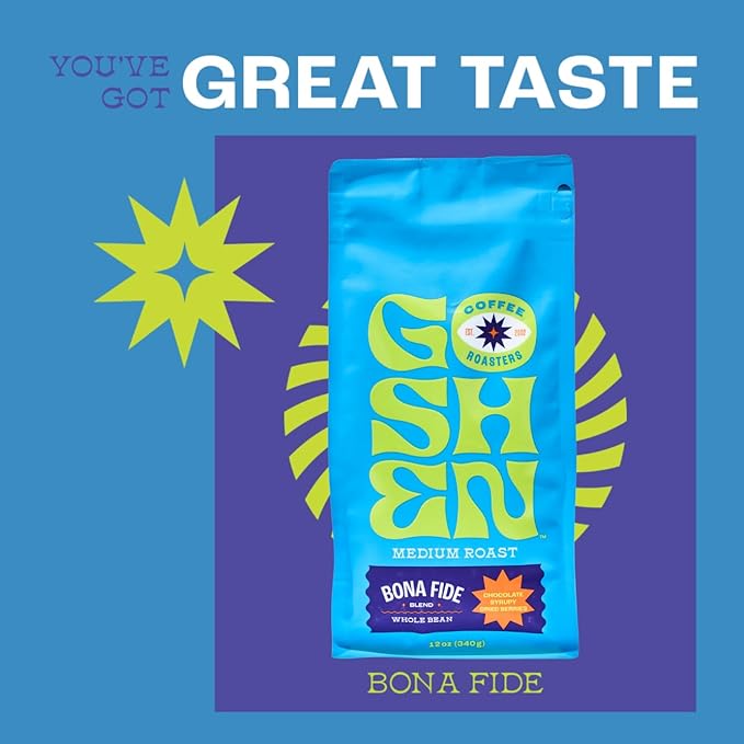 Goshen Coffee Roasters Whole Bean Bona Fide Blend | Medium Roast Brewed or Espresso | Award-Winning Natural and Washed | Chocolate Syrupy Dried Berry Flavors | 5 lb Bag