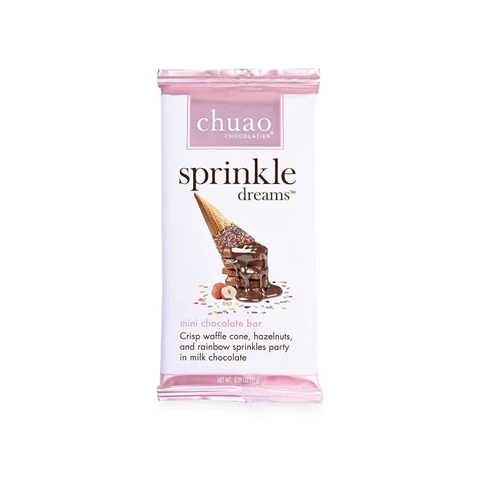 Chuao Chocolatier Sprinkle Dreams Milk Chocolate Mini Bars | Gourmet Artisan No Preservatives | For Gift Baskets Christmas Gifts for Women Men Birthday Thank You Care Package | 24 Pack