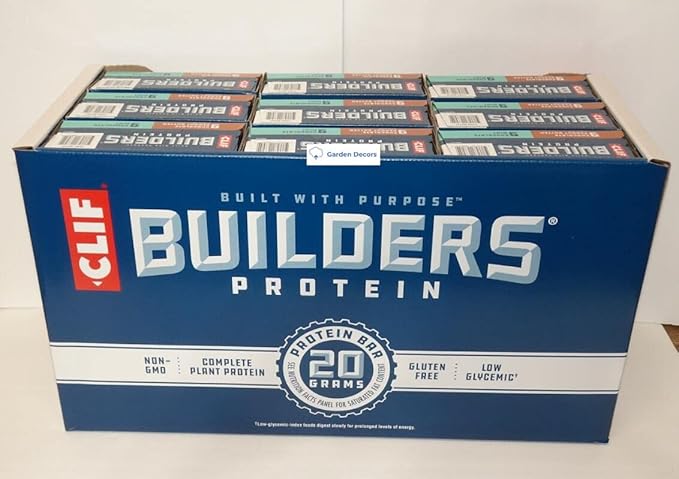 Protein Bars Clif Builders Protein 18 Bars Box: 9 Chocolate Mint &amp 9 Chocolate Peanut Butter 43.20oz 1.22kg (Nine Boxes)