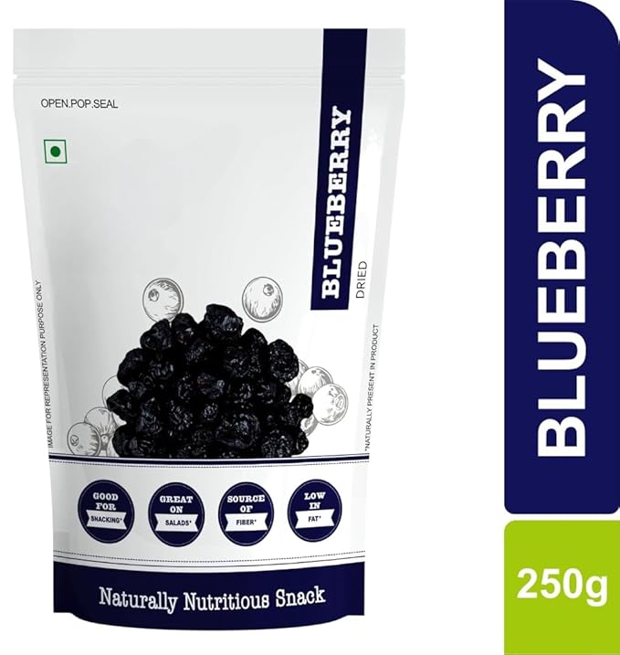 Generic Premium Blueberry Dried Blueberries with No added Refined Sugar| Vitamin Rich Berries Healthy Snacks Dried berries Ready to Eat Snack - 250 gm
