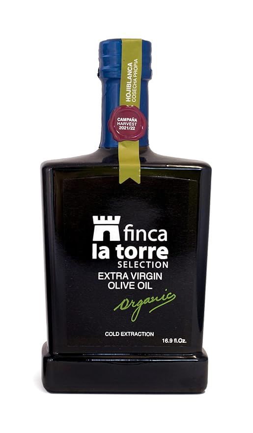 Finca La Torre Hojiblanca Organic Olive Oil - Extra Virgin Cold Pressed Spanish Olive Oil - Premium Oil from Malaga Spain - Gourmet Food Gifts - 2021 Flos Olei Hall of Fame Winner (500 ml Bottle)