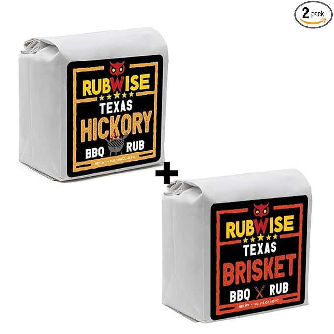 Texas Style Hickory Rub &amp Brisket Rub by Rubwise | BBQ Rub &amp Spices for Smoking &amp Grilling | Dry Rubs | Great on Brisket Steaks Ribs Burgers Chicken Pork &amp Turkey (1lb each)