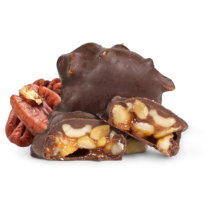 Milk Chocolate Caramel Pecan Nut Clusters Gift Box - by It's Delish | 12 OZ Premium Milk Chocolate Covered Nuts with Carmel Cluster | Christmas Gifts Box of Chocolates Candy Nut Turtles with Pecans –