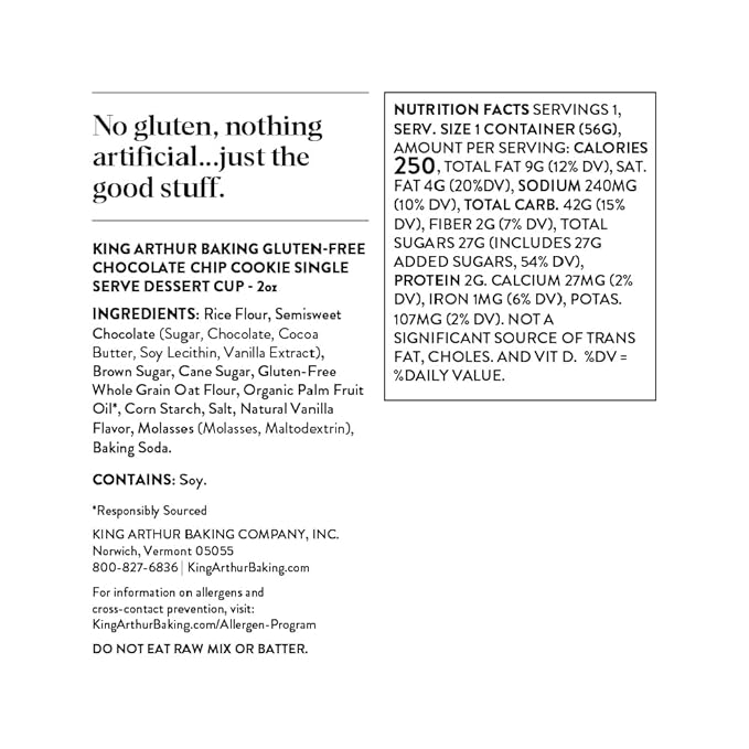 King Arthur Flour Gluten-Free Single Serve Chocolate Chip Cookie Mix 2 Oz 12 Count