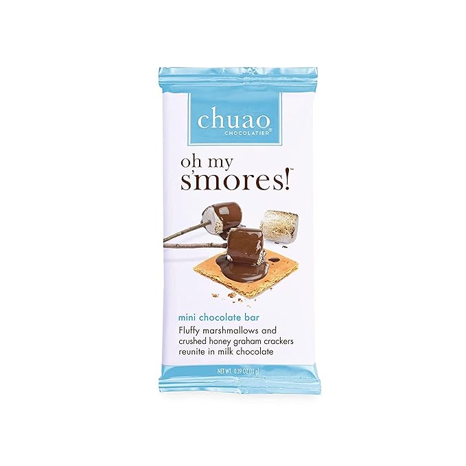 Chuao Chocolatier Oh My S'mores Milk Chocolate Mini Bars | Gourmet Marshmallow Graham Cracker No Preservatives | For Gift Baskets Christmas Birthday | 20 Pack