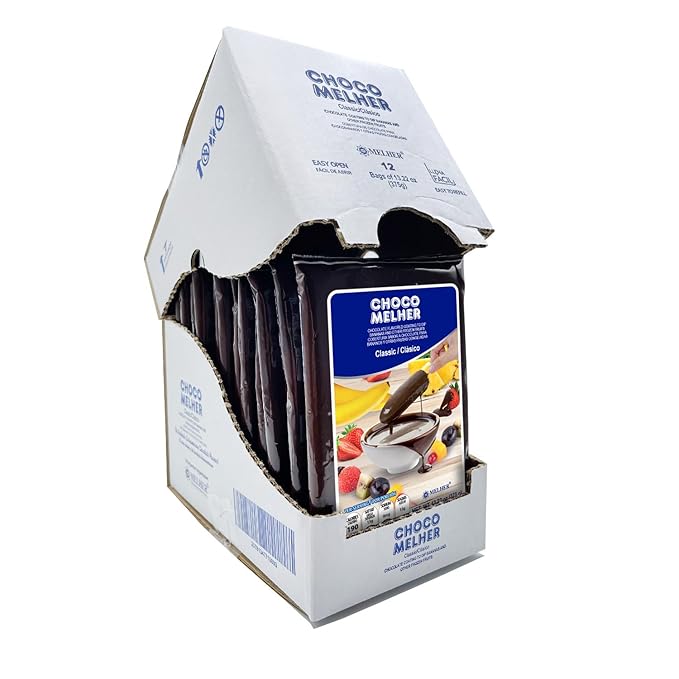 CHOCOMELHER Clasico - 12 Pack Milk Chocolate Flavored Coating for Chocobananos - Best to Cover Frozen Bananas &amp Strawberries - Traditional Snack - 12 of 13.22 oz Bags.