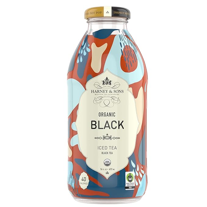 Harney &amp Sons Organic Black Iced Tea Glass Bottles16 oz bottles (Pack of 12)