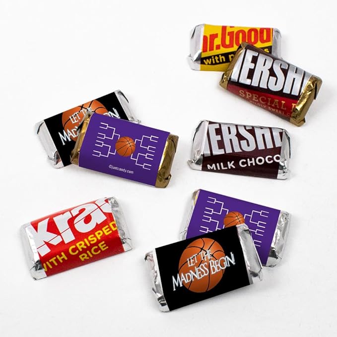 100ct Basketball Party Favors Wrappers for Miniatures Let the Madness Begin (100 Count) - Purple - Candy Not Included
