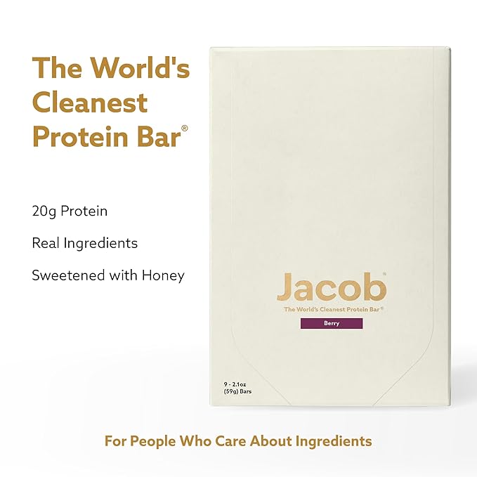 Jacob Bar Protein Bars Mixed Berry (9 Bars Total) - 20g Grass-Fed Protein No Seed Oils Nothing Artificial