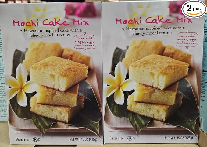 Trader Joe Mochi Cake Mix Hawaiian inspired cake with a chewy mochi texture 15oz 425g (2 Boxes)