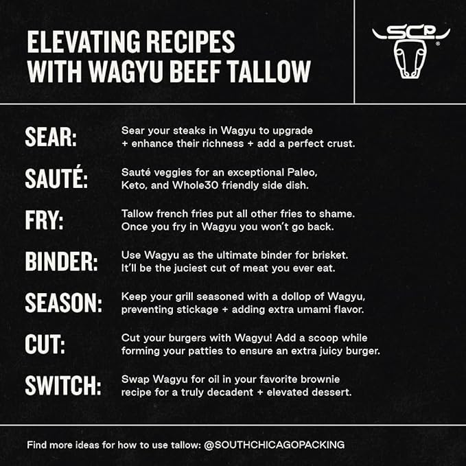 South Chicago Packing 100% Pure Wagyu Beef Tallow 42 Ounces – Paleo &amp Keto Friendly Cooking Fat for Searing Sautéing &amp Frying
