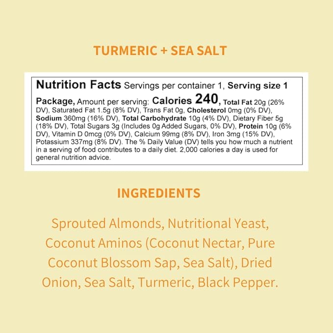 Daily Crunch Sprouted Almonds 1.5 Ounce Mini On-The-Go Bags Sprouted and Dehydrated for a Unique Crunch Keto Friendly Non-GMO (1.5 Ounce Turmeric &amp Sea Salt)