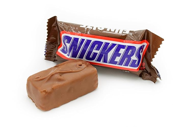 FUN SIZE Chocolate Candy Bars 2 lb – Anti Melt Pack Individually Wrapped (52 Pieces) Bulk Snack-Size Format Crunchy Peanuts &amp Smooth Caramel