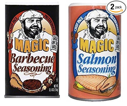 Chef Paul Prudhomme's Magic Seasoning Barbecue 5.5 oz &amp Salmon Seasoning 7 oz (Variety 2 Pack)