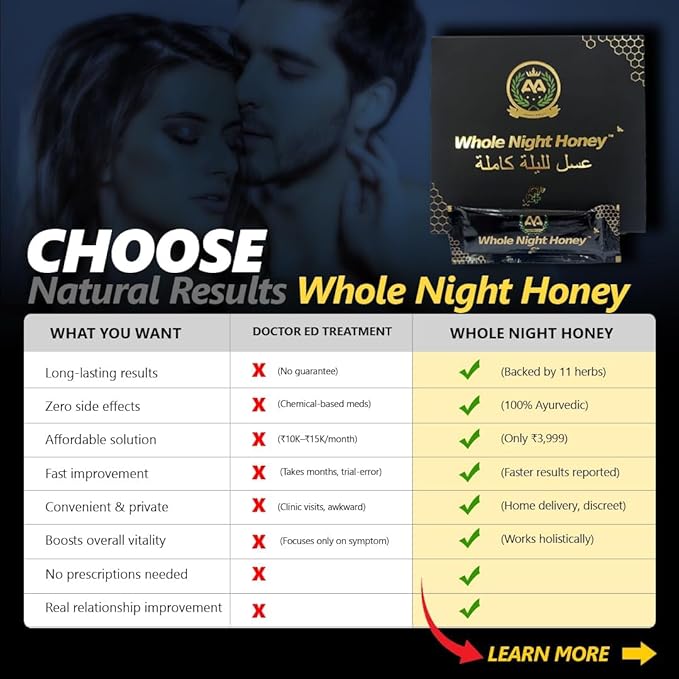 Royal honey for men | Whole Night Honey – 12 Premium Sachets (15g Each) | Natural Vitality Energy &amp Stamina Support for Men | On-the-Go Wellness Pack | Travel Friendly Energy Booster (Pack of 3)