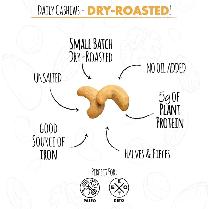 Roastery Coast - Just Cashews Unsalted | Individually wrapped snack (1 Oz each) | Whole Unsalted Cashews | Non-GMO Gluten Free Kosher | Cashew Nuts | Gourmet Snack | 48 Packs