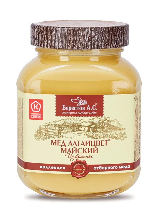 Berestov Altay Flower May Honey 500g/17.74oz Selected Series Natural Premium Organic Russian Honey