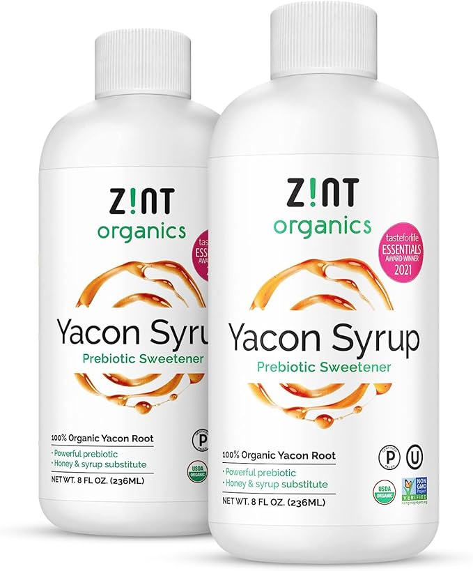 Organic Yacon Syrup - Award-Winning 100% Pure Paleo-Certified Prebiotic Fiber Liquid Natural Sweetener Non GMO Pure Yacon Root Superfood - Natural Diet Aid (8 Fl Oz 2 Pack)