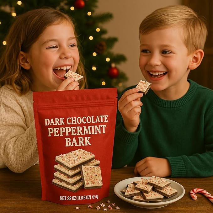 Dark Chocolate Peppermint Bark – 2 Pack (22 oz Each) | Festive Holiday Treats with Real Peppermint &amp Rich Dark Chocolate | Perfect for Christmas Gifting Desserts Stocking Stuffers &amp Seasonal