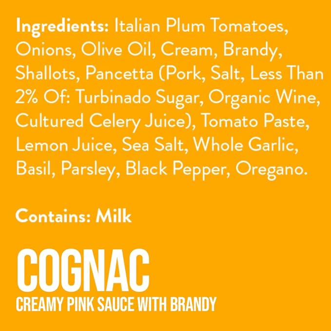 Cognac Pasta Sauce by Frik &amp Frak No Sugar Added No Preservatives Gluten Free 36 Month Shelf Life Artisan Small Batch Crafted Pasta Sauces 24 Oz Jar