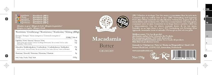 Nutural World - Smooth Macadamia Nut Butter 6 Oz (170g) / 100% pure single ingredient