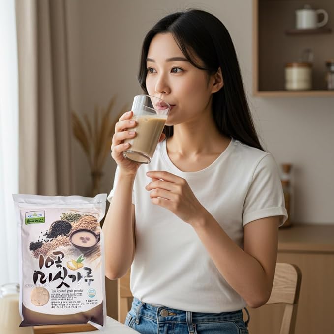 Korean 10 Mixed Roasted Misugaru Grain Powder Good for Breakfast with milk 10곡 미숫가루 2.2 Pound