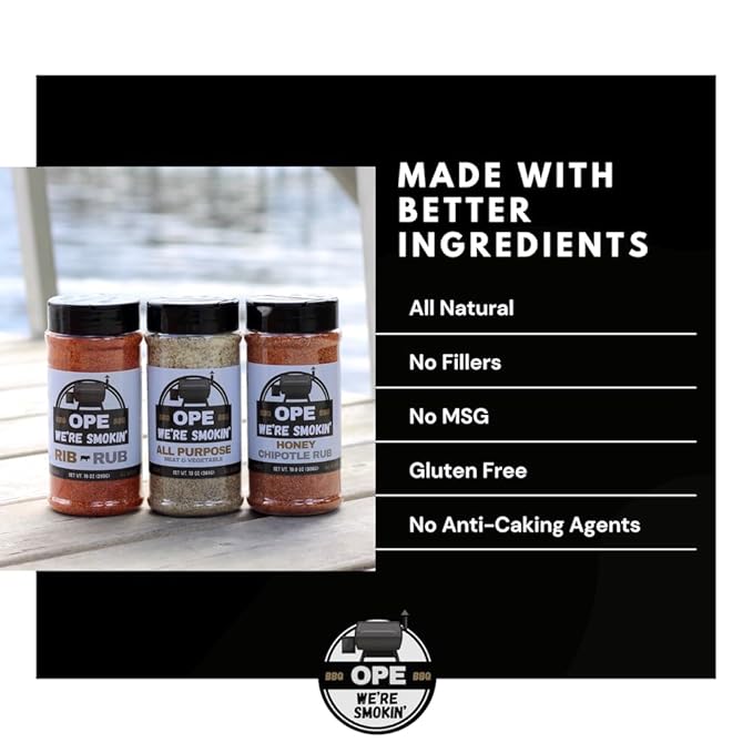 Ope We’re Smokin’ All-Purpose &amp Rib Rub Duo – Premium BBQ Seasoning Blend for Grilling Smoking &amp Roasting – Bold Flavor Dry Rub for Meat Pork Ribs Chicken &amp More – 2-Pack