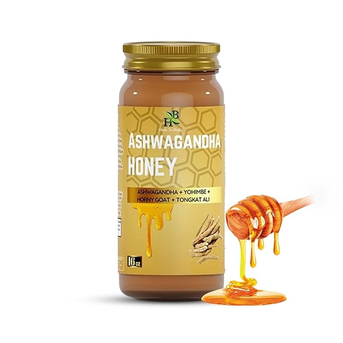 Herb To Body Ashwagandha Honey Organic – 16 oz Wildcrafted Organic Honey for Men with Ashwagandha for Balance Vitality and Natural Wellness