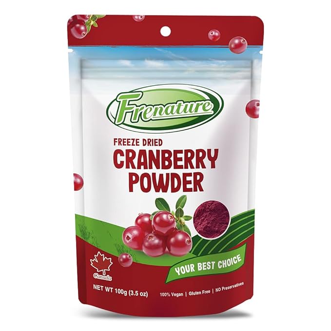 Frenature Freeze Dried Cranberry Powder – Canadian Cranberries Rich in Proanthocyanidins Antioxidants &amp Fiber UTI Health Vegan 3.5oz/100g