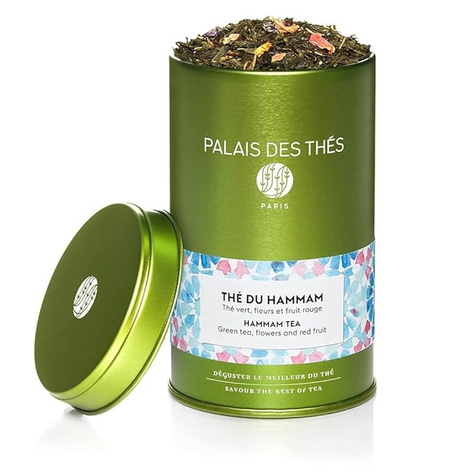 Palais des Thés - Hammam Tea - Green Tea Rose &amp Red Berries - Premium Loose Leaf Serves 20-25 Cups - 3.5oz Tin